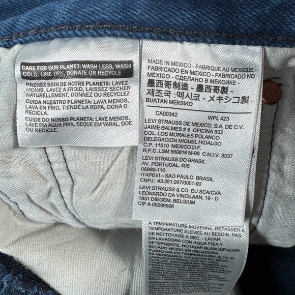 Levis Jeans Mens 38x30 Blue 501 Straight Leg Button Fly Mid Rise - Picture 4 of 12